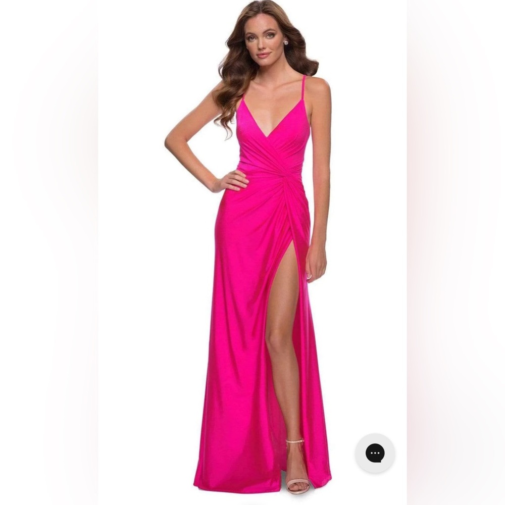La Femme - 29870 Hot Pink Taffeta Junior Prom Dress